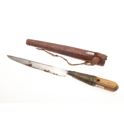 116 - A SOUTH ALGERIAN BOU SADDI KNIFE AND SCABBARD. The 13.5 cm slender pointed blade with engraved decor... 