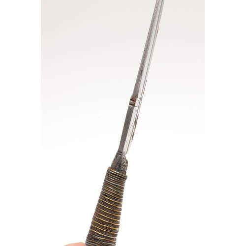 116 - A SOUTH ALGERIAN BOU SADDI KNIFE AND SCABBARD. The 13.5 cm slender pointed blade with engraved decor... 