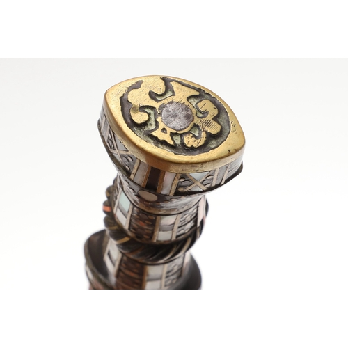 120 - A SYRIAN OR JORDANIAN DAGGER WITH DECORATIVE HILT. The 13.5 cm curved blade sharpened to both edges,... 