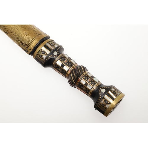 120 - A SYRIAN OR JORDANIAN DAGGER WITH DECORATIVE HILT. The 13.5 cm curved blade sharpened to both edges,... 