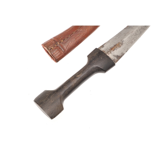 139 - A DAGGER AND SCABBARD, POSSIBLY MARSH ARAB. The short 14 cm curved, pointed and double edged blade w... 
