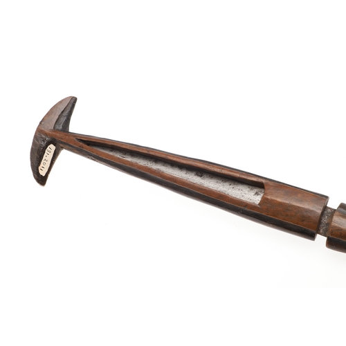 146 - AN AMBO OR OVAMBO KNIFE AND SCABBARD, NORTHERN NAMIBIA. The 19.5 cm straight, pointed blade with a c... 