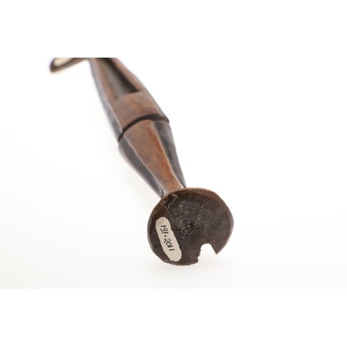 146 - AN AMBO OR OVAMBO KNIFE AND SCABBARD, NORTHERN NAMIBIA. The 19.5 cm straight, pointed blade with a c... 