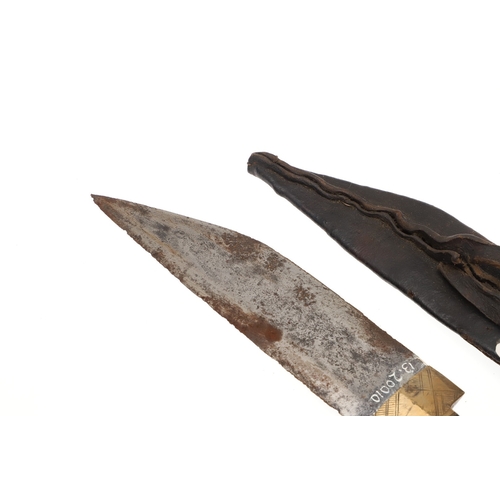 158 - A NORTH AFRICAN KNIFE AND SCABBARD. The 15.5 cm straight blade with pointed tip and sharpened edge. ... 