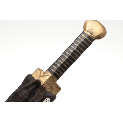 158 - A NORTH AFRICAN KNIFE AND SCABBARD. The 15.5 cm straight blade with pointed tip and sharpened edge. ... 
