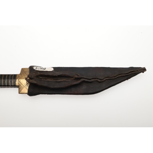 158 - A NORTH AFRICAN KNIFE AND SCABBARD. The 15.5 cm straight blade with pointed tip and sharpened edge. ... 