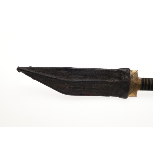 158 - A NORTH AFRICAN KNIFE AND SCABBARD. The 15.5 cm straight blade with pointed tip and sharpened edge. ... 
