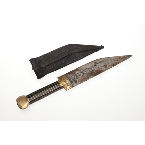158 - A NORTH AFRICAN KNIFE AND SCABBARD. The 15.5 cm straight blade with pointed tip and sharpened edge. ... 