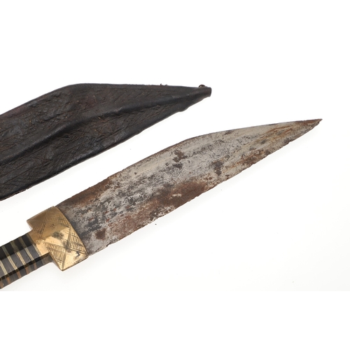 158 - A NORTH AFRICAN KNIFE AND SCABBARD. The 15.5 cm straight blade with pointed tip and sharpened edge. ... 