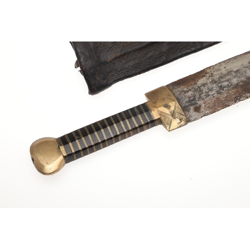 158 - A NORTH AFRICAN KNIFE AND SCABBARD. The 15.5 cm straight blade with pointed tip and sharpened edge. ... 