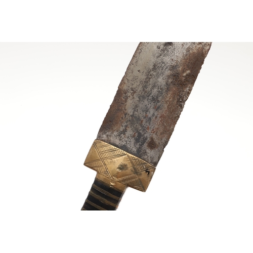 158 - A NORTH AFRICAN KNIFE AND SCABBARD. The 15.5 cm straight blade with pointed tip and sharpened edge. ... 