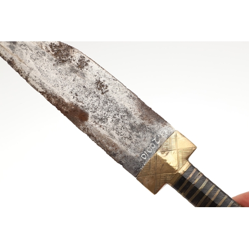 158 - A NORTH AFRICAN KNIFE AND SCABBARD. The 15.5 cm straight blade with pointed tip and sharpened edge. ... 