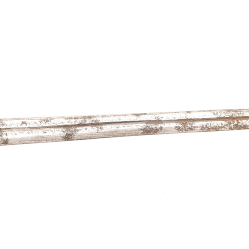 160 - A TAKOUBA SWORD AND SCABBARD OF THE TUAREG PEOPLE. The 79 cm straight tapering blade with rounded po... 