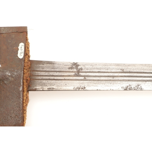 160 - A TAKOUBA SWORD AND SCABBARD OF THE TUAREG PEOPLE. The 79 cm straight tapering blade with rounded po... 