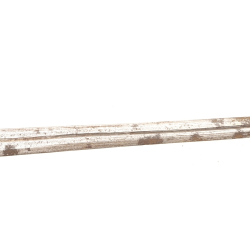 160 - A TAKOUBA SWORD AND SCABBARD OF THE TUAREG PEOPLE. The 79 cm straight tapering blade with rounded po... 