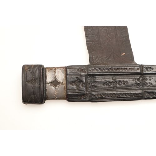 160 - A TAKOUBA SWORD AND SCABBARD OF THE TUAREG PEOPLE. The 79 cm straight tapering blade with rounded po... 