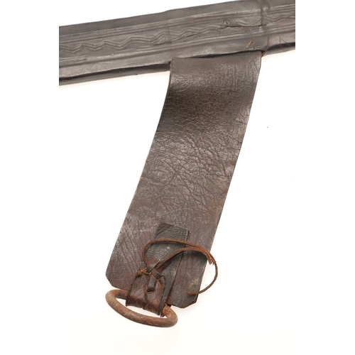 160 - A TAKOUBA SWORD AND SCABBARD OF THE TUAREG PEOPLE. The 79 cm straight tapering blade with rounded po... 