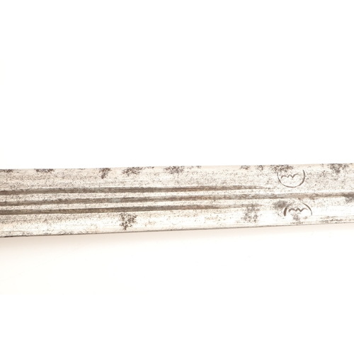 160 - A TAKOUBA SWORD AND SCABBARD OF THE TUAREG PEOPLE. The 79 cm straight tapering blade with rounded po... 