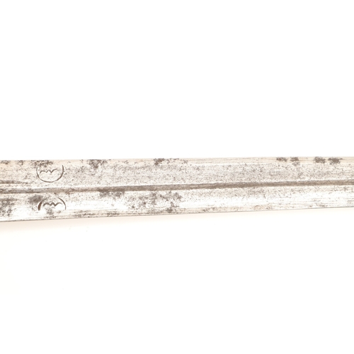 160 - A TAKOUBA SWORD AND SCABBARD OF THE TUAREG PEOPLE. The 79 cm straight tapering blade with rounded po... 