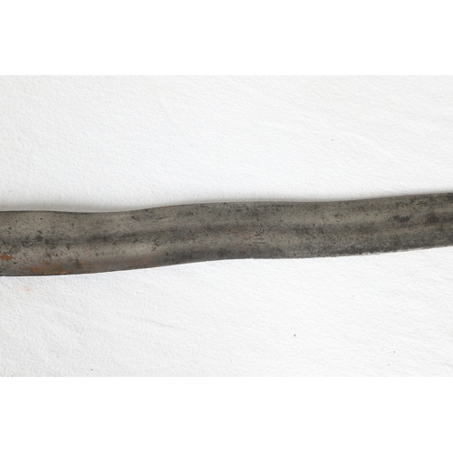 40 - A PHILIPPINES KRIS SUNDANG AND SCABBARD. The 53 cm blade with six or seven faint curves and a centra... 