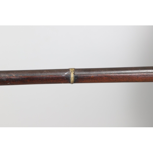 6 - A MATCHLOCK MUSKET, TORADAR INDIA. The 125 cm tapering barrel with deep brown patination, approximat... 