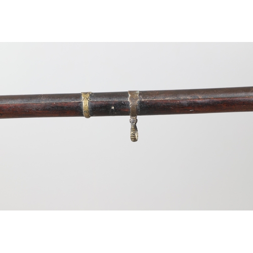 6 - A MATCHLOCK MUSKET, TORADAR INDIA. The 125 cm tapering barrel with deep brown patination, approximat... 