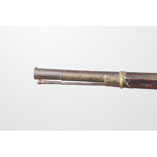 6 - A MATCHLOCK MUSKET, TORADAR INDIA. The 125 cm tapering barrel with deep brown patination, approximat... 