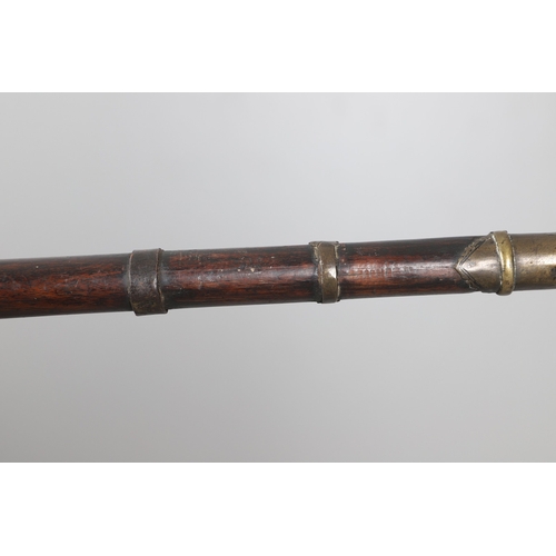 6 - A MATCHLOCK MUSKET, TORADAR INDIA. The 125 cm tapering barrel with deep brown patination, approximat... 