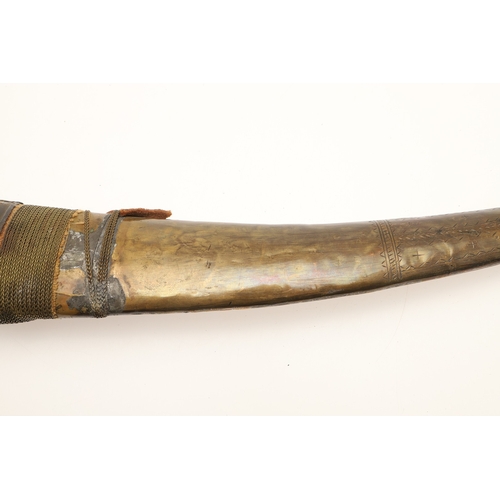 64 - A FINE LONG BLADED JANBIYYA AND SCABBARD. A Janbiyya having a 37 cm curved blade with shallow fuller... 