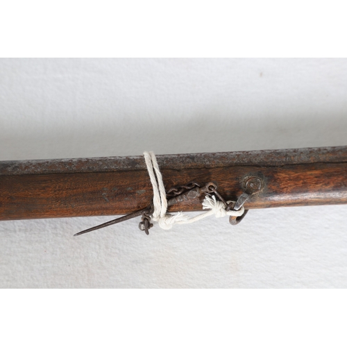 7 - AN INDIAN MATCHLOCK LONG GUN. The 105 cm long barrel, tapering towards the slightly flared muzzle. F... 
