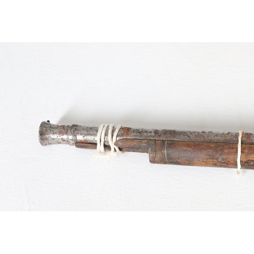 7 - AN INDIAN MATCHLOCK LONG GUN. The 105 cm long barrel, tapering towards the slightly flared muzzle. F... 