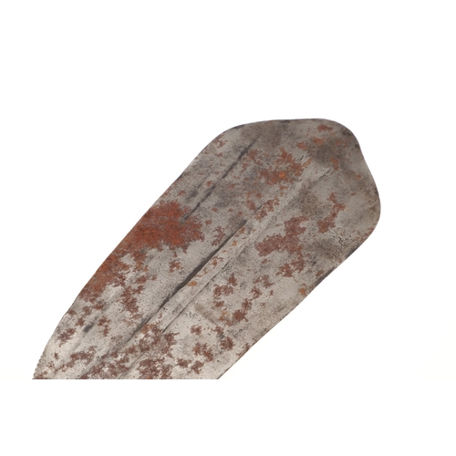 89 - A LKULA KUBA CLUB KNIFE. The 22 cm club form blade with pronounced central spine, on a short wooden ... 