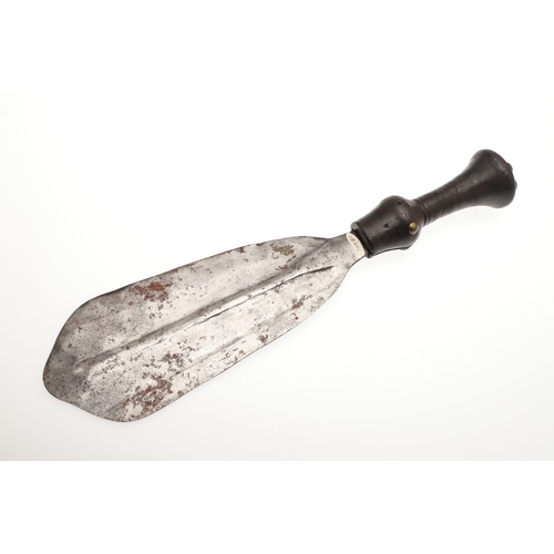 89 - A LKULA KUBA CLUB KNIFE. The 22 cm club form blade with pronounced central spine, on a short wooden ... 