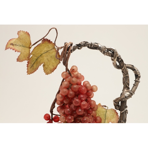 102 - AN EARLY 20TH CENTURY AMERICAN STERLING SILVER GRAPE VINE HANGER BY S.KIRK & SON CO. The base of sha... 