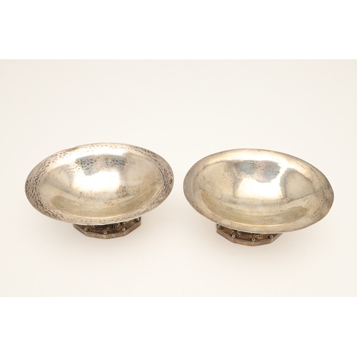 103 - A PAIR OF GEORG JENSEN DANISH STERLING SILVER BON BON DISHES. Model number 42B, the shallow oval bow... 