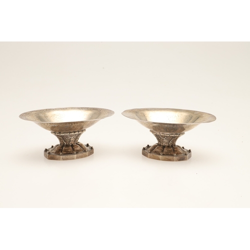 103 - A PAIR OF GEORG JENSEN DANISH STERLING SILVER BON BON DISHES. Model number 42B, the shallow oval bow... 