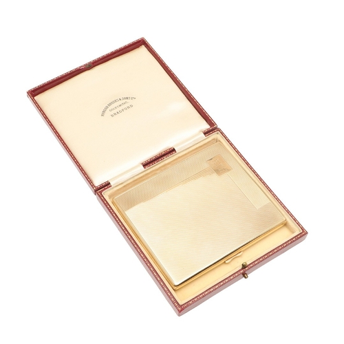 110 - A 9CT. GOLD CIGARETTE CASE. engine turned and engraved with initials ETH, 9.5 x 8.25 cm, 116 grams. ... 