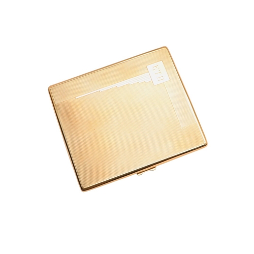 110 - A 9CT. GOLD CIGARETTE CASE. engine turned and engraved with initials ETH, 9.5 x 8.25 cm, 116 grams. ... 