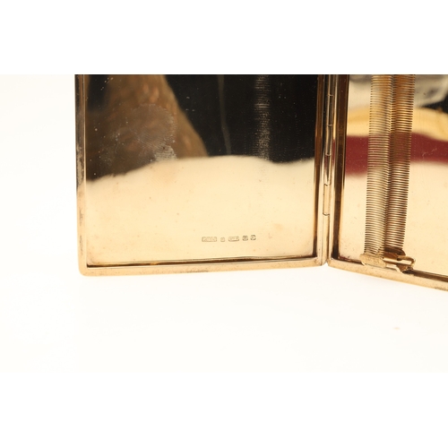 110 - A 9CT. GOLD CIGARETTE CASE. engine turned and engraved with initials ETH, 9.5 x 8.25 cm, 116 grams. ... 