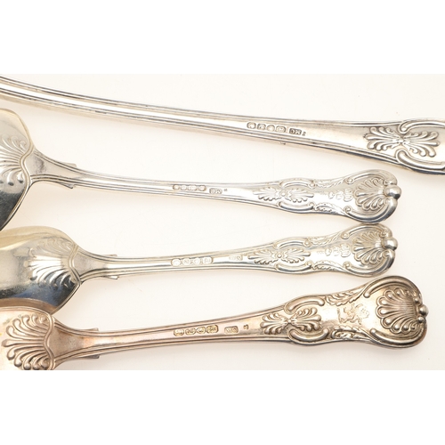 14 - A SET OF EARLY VICTORIAN SILVER KINGS HONEYSUCKLE PATTERN CUTLERY. To include: 
18 Table Spoons
18 D... 