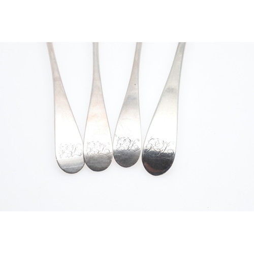 6 - FOUR SCOTTISH PROVINCIAL SILVER OLD ENGLISH PATTERN SPOONS. To include a table spoon (length 22.5cm)... 