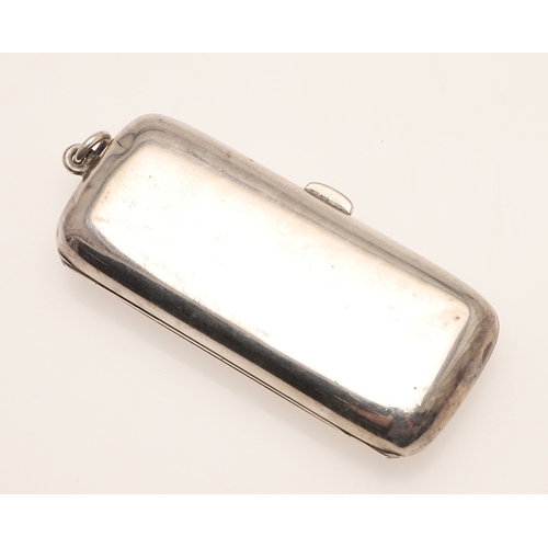65 - A LATE VICTORIAN SILVER SOVEREIGN AND STAMP CASE. Of rectangular form with a suspensory loop, with e... 
