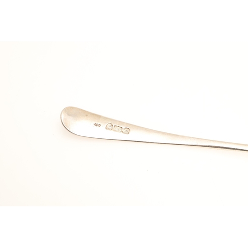 7 - A SET OF TEN GEORGE III OLD ENGLISH PATTERN SILVER TABLE SPOONS. All with engraved initials to the h... 