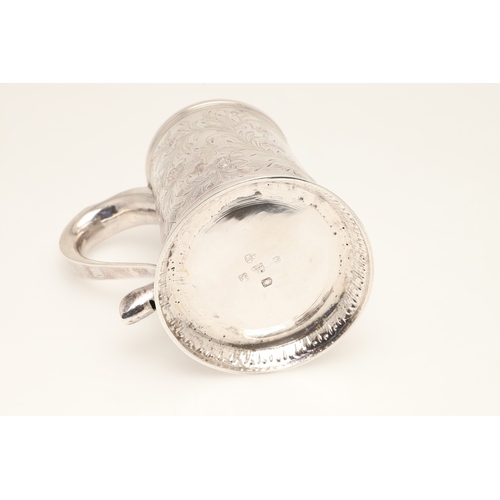 82 - A GEORGE III SILVER MUG. With later chased foliate and flower head decoration, hallmarked John Langl... 