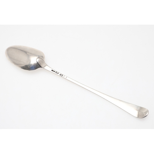 9 - A GEORGE III SILVER OLD ENGLISH FEATHER EDGE PATTERN STRAINING SPOON. With initials to the handle, h... 