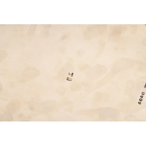 97 - A 19TH CENTURY DUTCH SILVER TWIN HANDLED BREAD BASKET. Of shaped oval form in the Louis Seize style,... 