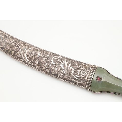 A 19TH CENTURY JADE HILTED JEWELL ENCRUSTED OTTOMAN JAMBIYA AND ...