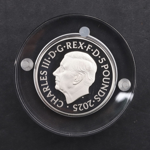 A CHARLES III £5.00 'WATERLOO MEDAL' SILVER COIN, 2025. A Charles III ...