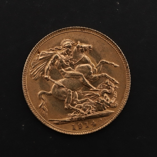 A GEORGE V SOVEREIGN, PERTH, 1914. A George V Sovereign, bare head l ...
