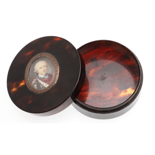 110 - CONTINENTAL SCHOOL LATE 18TH C. Miniature portrait of King Frederick 1 of Prussia wearing armour and... 